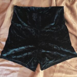Dark Green Velvet Booty Shorts